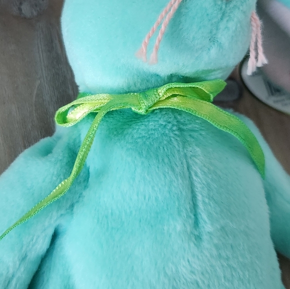 π° TY Beanie Baby β "Hippity" the Aqua Plush Bunny (1996) β Vintage Collectible - Picture 6 of 13